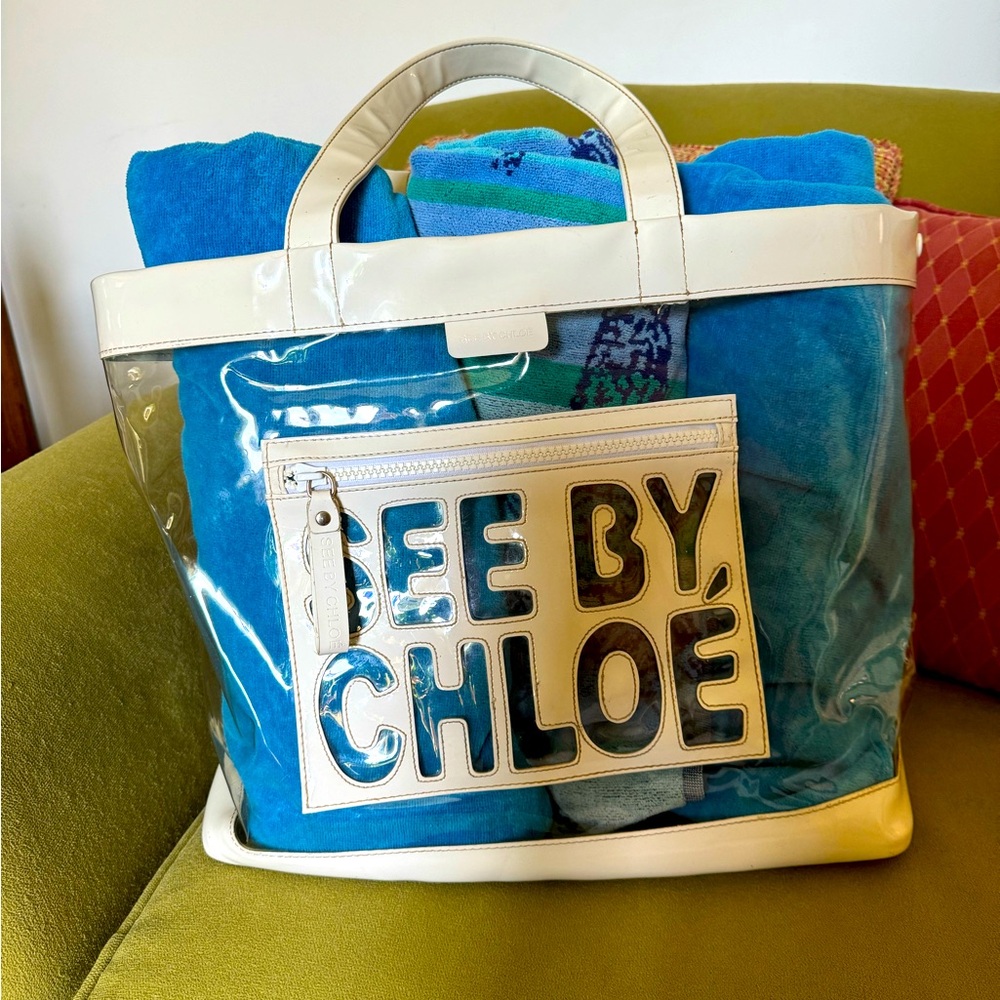SEE BY CHLOE! XL Clear Beach Tote Bag! Pre-Loved!